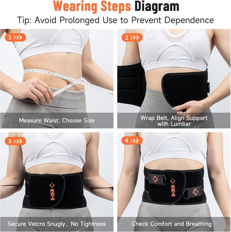 KKT Adjustable Back Support Brace, Ergonomic Back Brace for Lower Back Pain Women, Lumbar Support Belt for Relief Sciatica Pain
