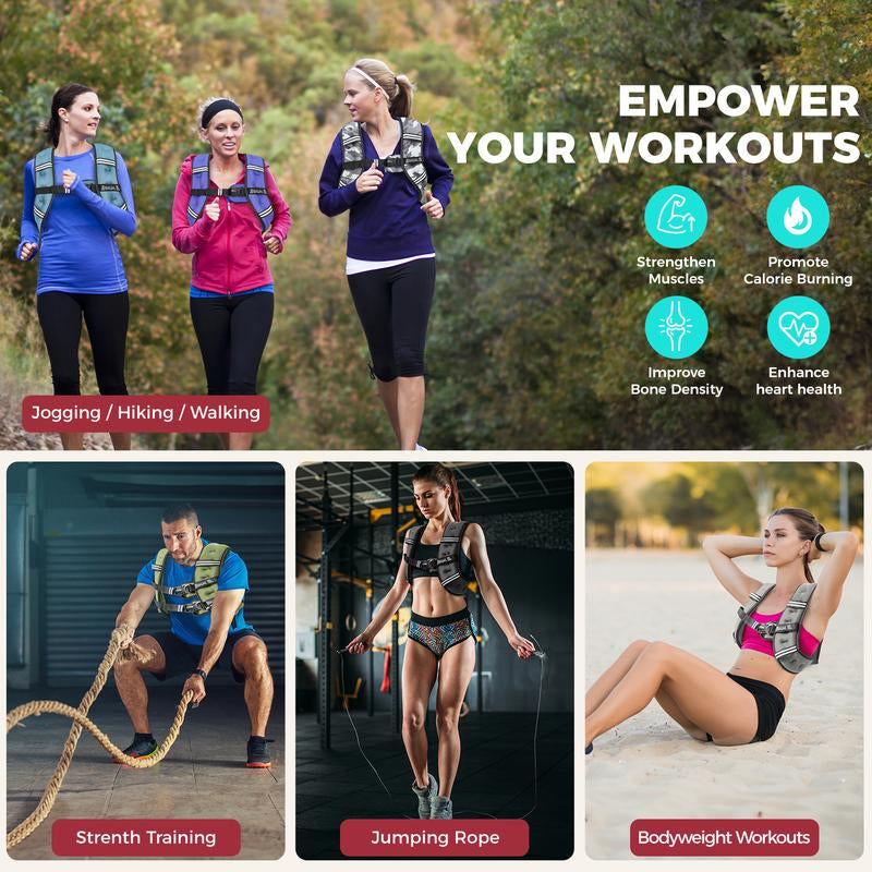 【Fall Deals for You】Bagail Weighted Vest, 5Lbs/8Lbs/10Lbs/12Lbs/15Lbs/20Lbs/25Lbs/30Lbs Weight Vest with Detachable Phone Pouch, Rucking Vest for Women, Men, Walking, Training, Running Glute Workout Equipment Sweat Fitness Belt