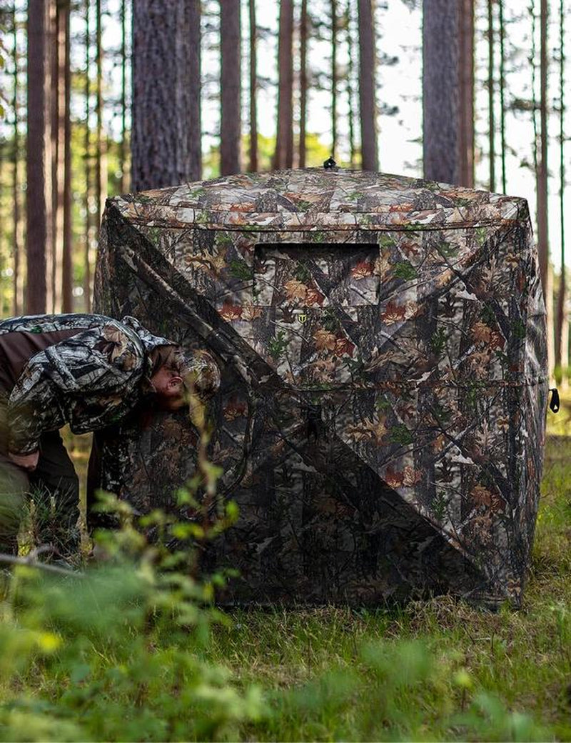 TIDEWE Hunting Blind 270°See through with Carrying Bag, 1-2& 2-3& 3-4 Person Pop up Ground Blinds, Portable Resilient Hunting Tent (Camouflage)