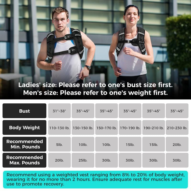 【Fall Deals for You】Bagail Weighted Vest, 5Lbs/8Lbs/10Lbs/12Lbs/15Lbs/20Lbs/25Lbs/30Lbs Weight Vest with Detachable Phone Pouch, Rucking Vest for Women, Men, Walking, Training, Running Glute Workout Equipment Sweat Fitness Belt