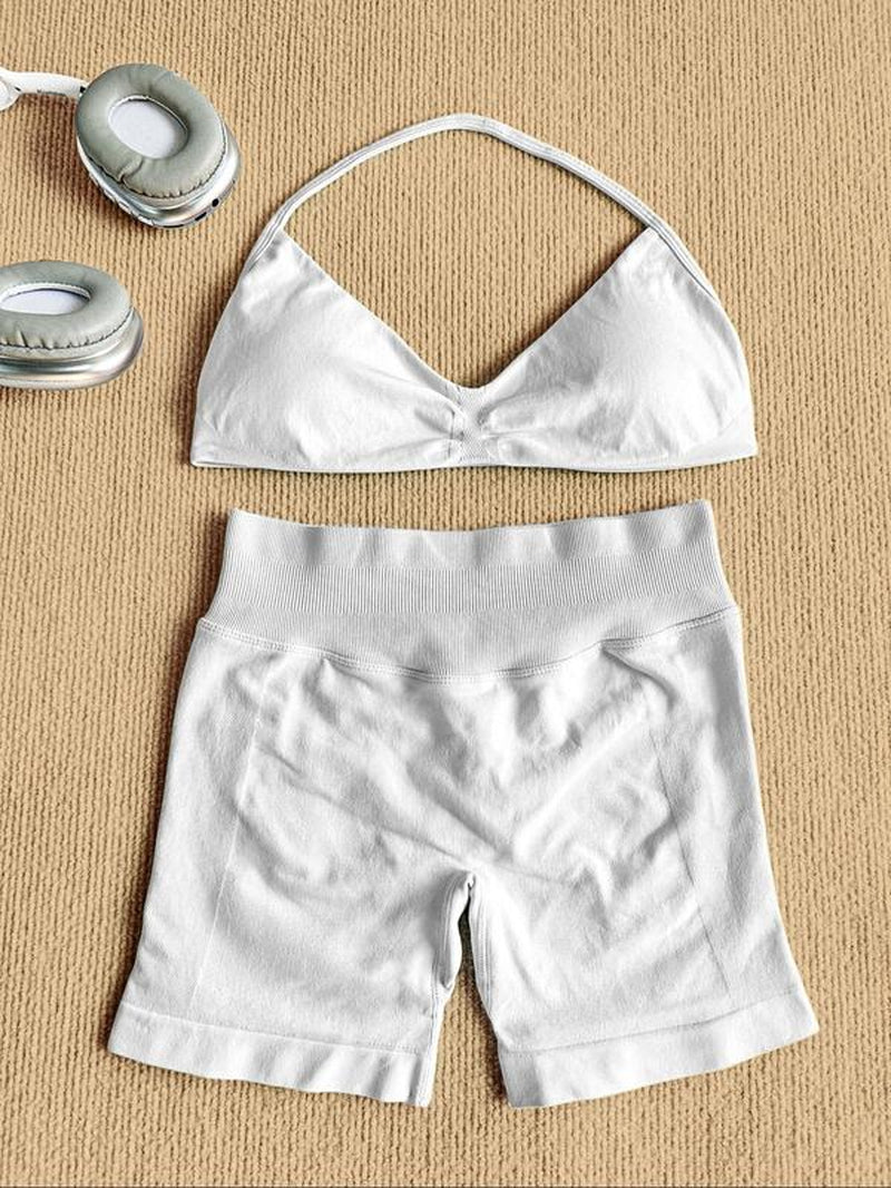 New Women'S Sporty Yoga Set, High-Waist Tight-Fitting Shorts and Tank Top, Summer Fitness for Running and Gym