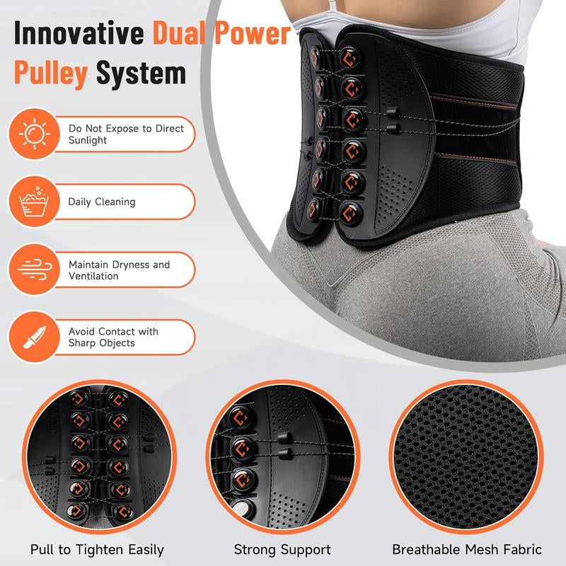 KKT Adjustable Back Support Brace, Ergonomic Back Brace for Lower Back Pain Women, Lumbar Support Belt for Relief Sciatica Pain