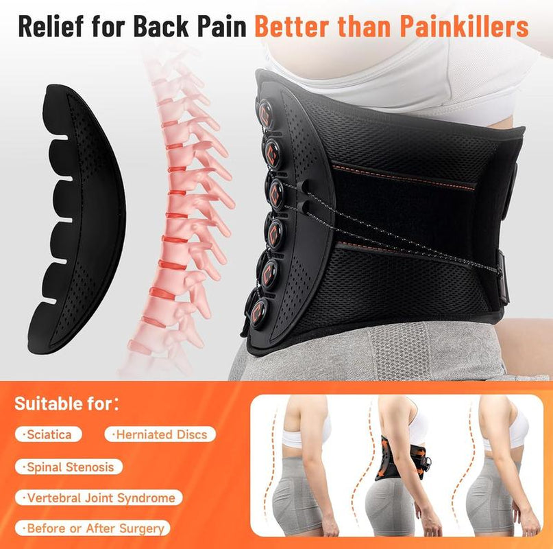 KKT Adjustable Back Support Brace, Ergonomic Back Brace for Lower Back Pain Women, Lumbar Support Belt for Relief Sciatica Pain