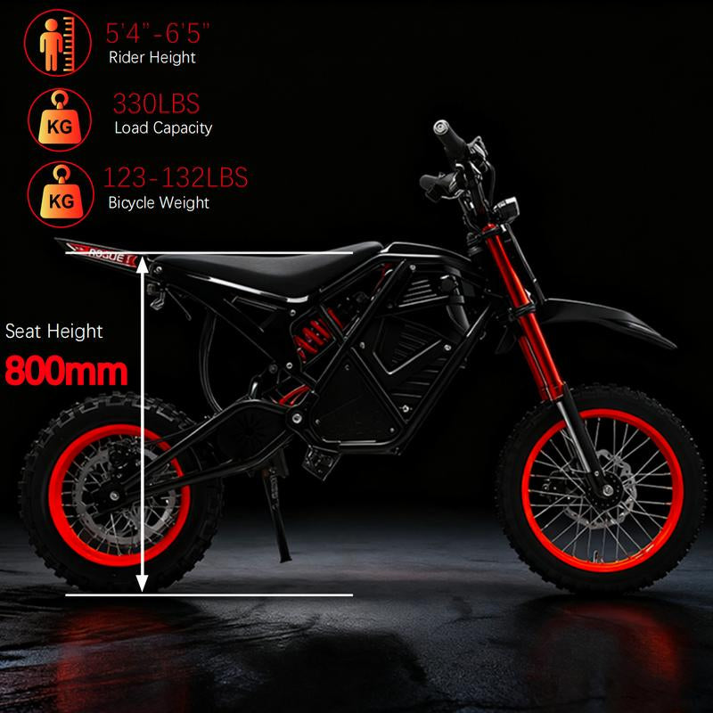 AOEEI Youth & Adult Electric Bike 3000W Peak Power Mid-Mount Motor 48V 23Ah Battery 38MPH Speed 14''/12'' Wheels 40 Miles Range Manufacturer Warranty Bike with Long Range Dirt