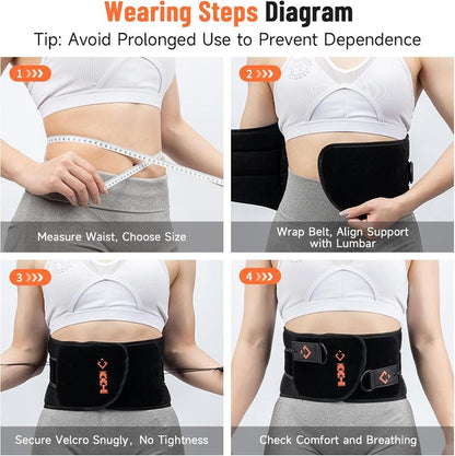 KKT Adjustable Back Support Brace, Ergonomic Back Brace for Lower Back Pain Women, Lumbar Support Belt for Relief Sciatica Pain
