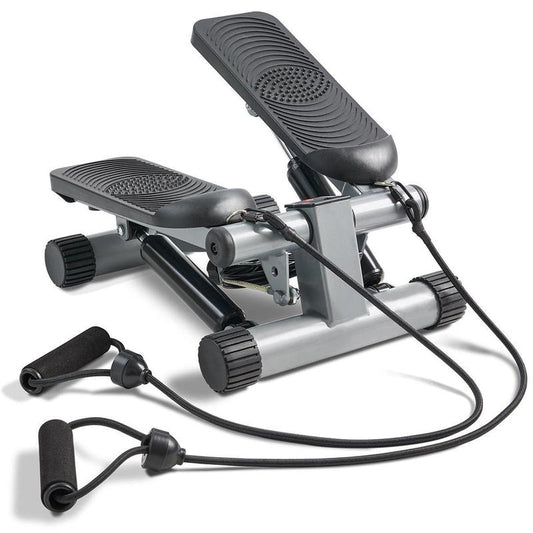 Mini Stepper W/ Resistance Bands - Compact Home Cardio Work Out Machine, Max 300 LBS Capacity, Stair Stepper, Squat Trainer, Leg Thigh Toner, Portable Quiet Elliptical Fitness Equipment Exercise Workout for Home Gym, Full Body Rehabilitation Calorie Burn