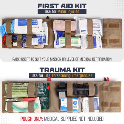 Thinlyneranch Rip Away IFAK Pouch - Tactical Vehicle Headrest Trauma Kit for First Responders - Molle Pouch with Tourniquet Holder - Essential First Aid for Outdoors - Durable Rip Away Design (Tan)