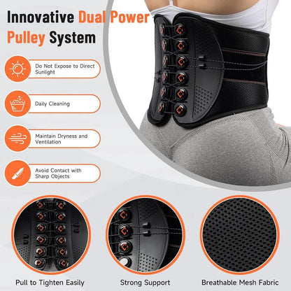 KKT Adjustable Back Support Brace, Ergonomic Back Brace for Lower Back Pain Women, Lumbar Support Belt for Relief Sciatica Pain