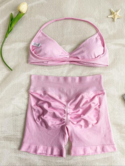 New Women'S Sporty Yoga Set, High-Waist Tight-Fitting Shorts and Tank Top, Summer Fitness for Running and Gym