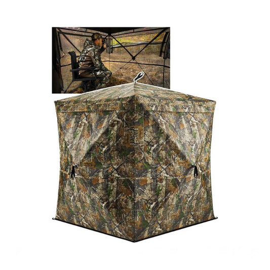 TIDEWE Hunting Blind 270°See through with Carrying Bag, 1-2& 2-3& 3-4 Person Pop up Ground Blinds, Portable Resilient Hunting Tent (Camouflage)