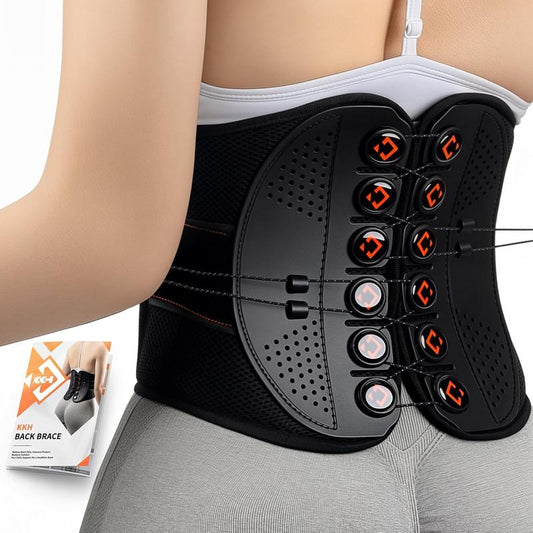 KKT Adjustable Back Support Brace, Ergonomic Back Brace for Lower Back Pain Women, Lumbar Support Belt for Relief Sciatica Pain