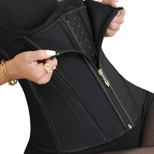 Women'S Solid Zipper Front Cinched Waist Waist Trainer, Hook & Eye Closure Waist Cincher Shaper for Women, Sports Support for Indoor Outdoor Wear, Highwaist Girdle, Shapewear, Minimalist Corset Shapewear Top, Womenswear